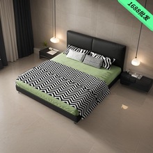 真皮床意式卧室现代新款网红简约双人床软包床