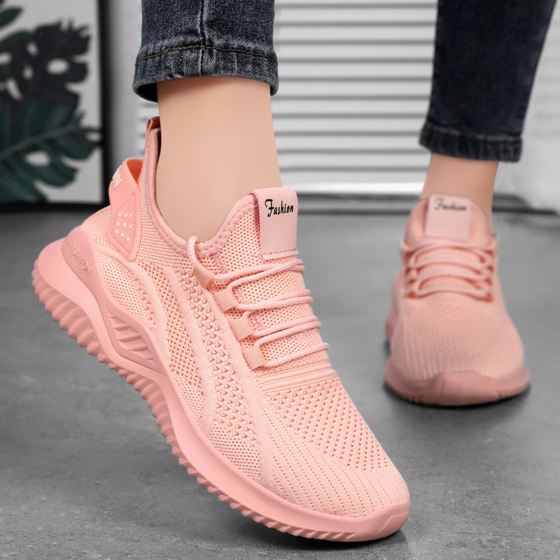 Zapatos mujer verano nuevo estilo transfronterizo al por mayor color sólido mujer todo fósforo zapatos casuales transpirables y ligeros zapatos deportivos de comercio exterior zapatos para correr