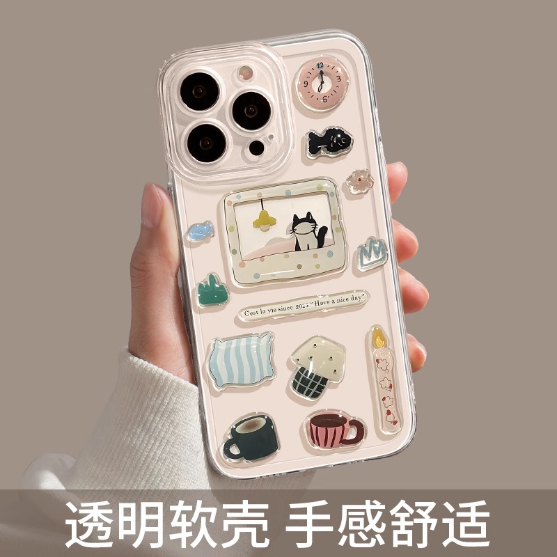 Apple 17 Pro Max用スマホケース 透明 iPhone 17 Pro 可愛いDIY猫柄 17 全面保護 Air ソフトケース|undefined