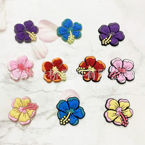 Cross-border best-selling Croc Flower Series hole shoes DIY accessory PVC soft rubber detachable shoe accessories Croc shoe flowers shoes