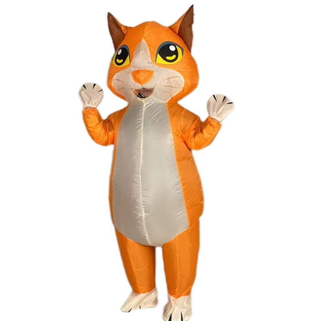 Nuevos cos transfronterizos juegan ropa inflable de gato negro lindo perro amarillo muñeca inflable creativa divertida ropa inflable de dibujos animados