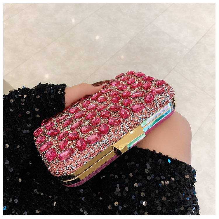 New cross-border full-diamond shiny bags, diamond-encrusted clutch bags, dinner bags, wedding banquet bags, party bags, small square bags and women's bags undefined