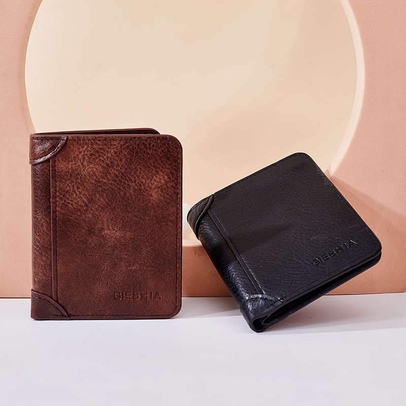 Vintage Business Men's Wallet Short Handle Cross-border Multi-card Slot Card Holder Multi-functional Pocket Money Clip