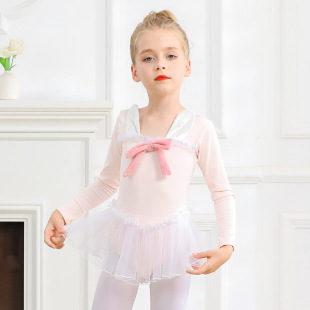 Children's dance clothes women's autumn and winter New rabbit pettiskirt long sleeve short sleeve bow ballet dance clothes practice clothes
