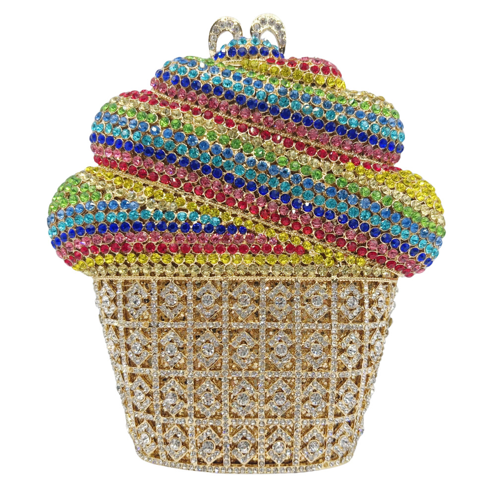 Bolsa de helado helado con diamantes para banquete bolsa de cristal de metal de mano bolsa de banquete rosa