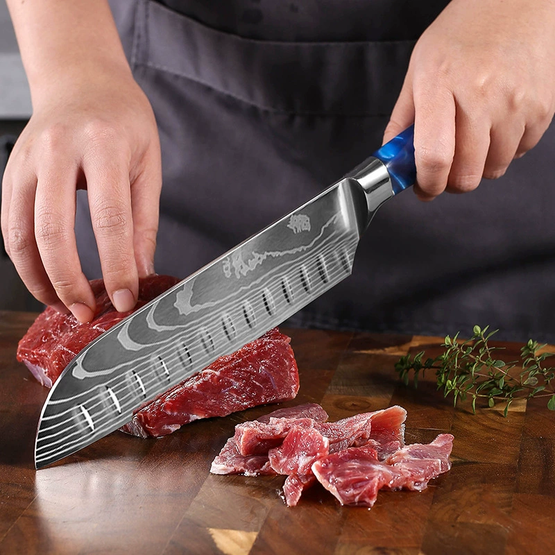 Кухонный бытовой западный кухонный нож Sande нож японская кухня резиновая ручка Дамаск лазерный рисунок кухонный нож