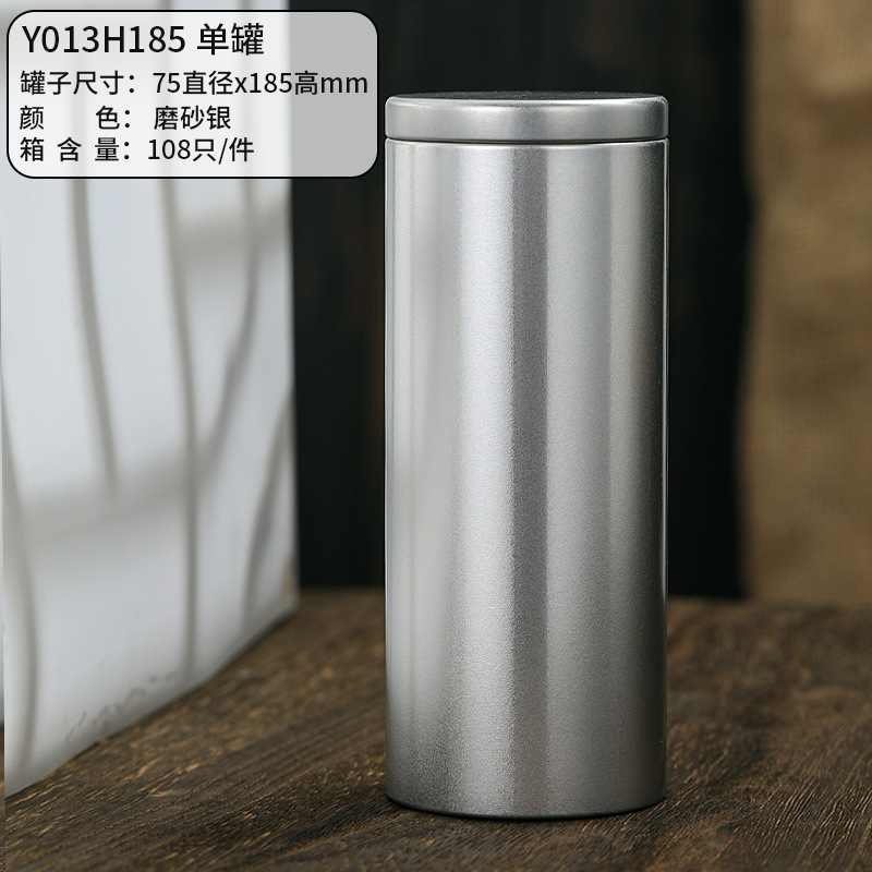 En stock caja de té redondo tetera de metal sellado esmerilado hojalata puede color sólido embalaje de té caja de hierro impreso