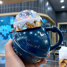 特价星球马克杯带盖高颜值喝水杯子陶瓷杯INS风卡通可爱女学生韩