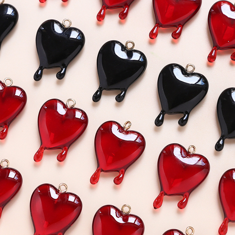 1 Piece Simple Style Heart Shape Arylic Enamel Valentine's Day Jewelry Accessories display picture 2