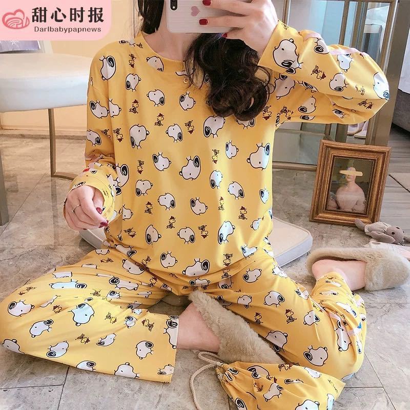 Pijamas de manga larga de las mujeres de primavera y otoño más tamaño pijamas de verano de las mujeres ropa de abrigo estilo coreano pijamas de las mujeres más tamaño traje de desgaste para el hogar image 24