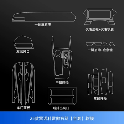 Right-Hand Drive Overseas Cars, Car interior film - 25-models-of-renault-koleos-right-hand-drive-full-set-soft-film