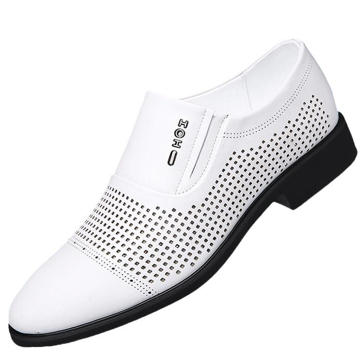 Leather Sandals Summer Hollow Men's Dress Shoes Business Pointed Youth Leather Shoes White Shoes Single Hole Shoes White Shoes Leather Sandals Summer Hollow Men's Dress Shoes Business Pointed Youth Leather Shoes White Shoes Single Hole Shoes White Shoes