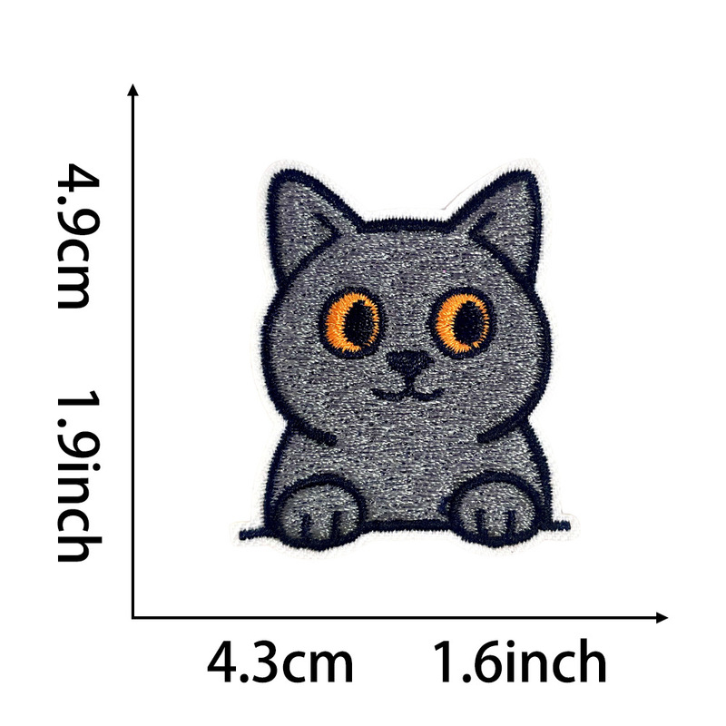 かわいい猫の刺繍布ステッカー、オレンジ猫、三色猫、黒猫など、かわいい表情の粘着アイロン接着パッチ|undefined