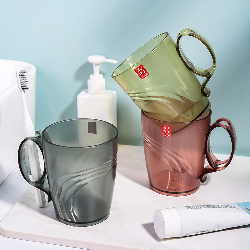 Xiaojian cristal transparente colorido plástico boca taza simple enjuague bucal taza de gran capacidad taza de beber cepillo de dientes taza del hogar