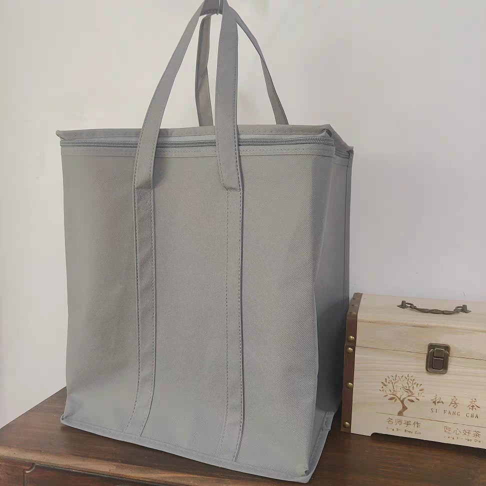 En stock Amazon conveniente bolso no tejido bolsa de vino tinto sólido engrosado caja completa de compras bolsa de picnic LOGO cambiado a grande