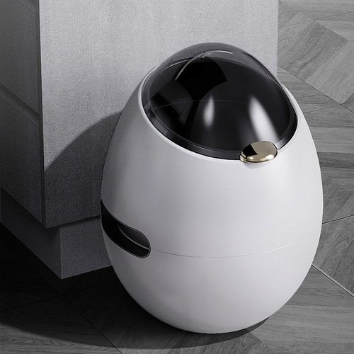  New Lightweight Luxury Egg-Shaped Dual-Bin Trash Can with Thickened Inner and Outer Design, Household Large Capacity Paper Bin, Wholesale