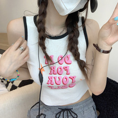 Lady's Lace Trimmed Tank Top with Halter Straps, 2023 Summer Colorful Outerwear Sleeveless Stylish Top