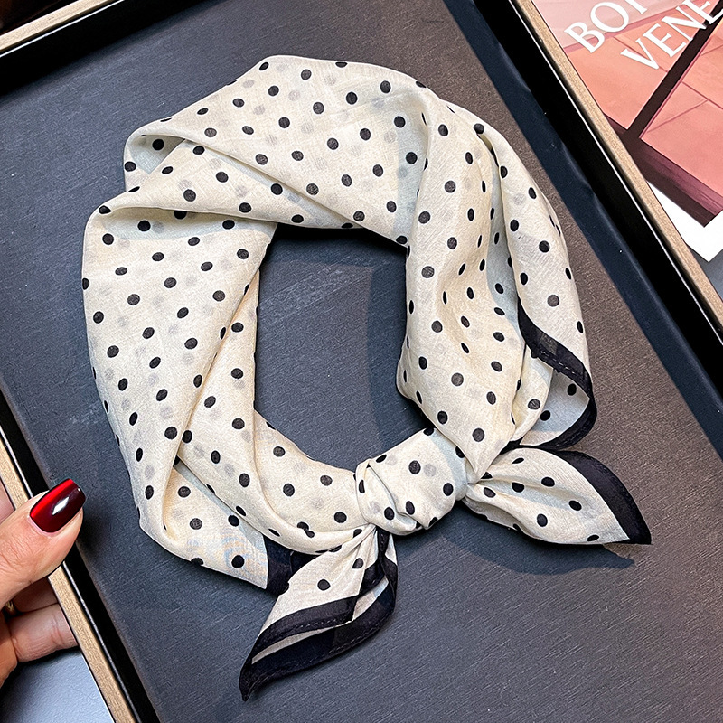 Black and White Striped Small Square Scarf Women's Scarf Spring and Autumn Scarf Small Square Polka Dot Fashion Silk Scarf Polka Dot