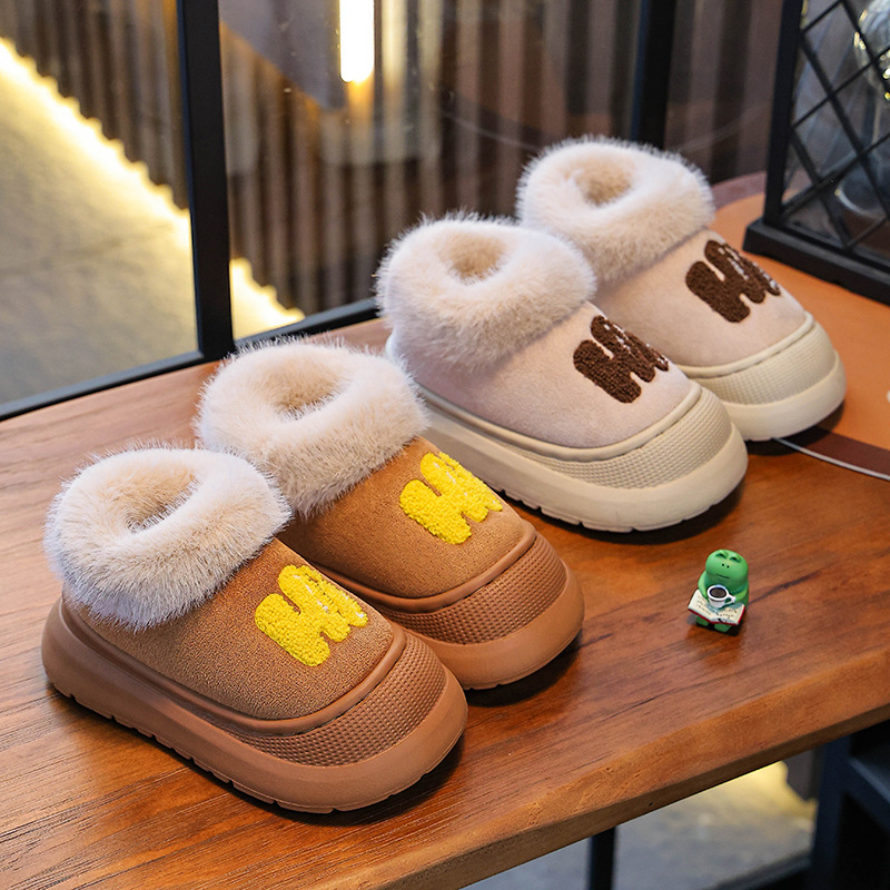New Children's Cotton Slippers, Snow Shoes, Winter Velvet and Thickened Home Warm Thick-Soled Snow Boots, Cotton Shoes Wholesale