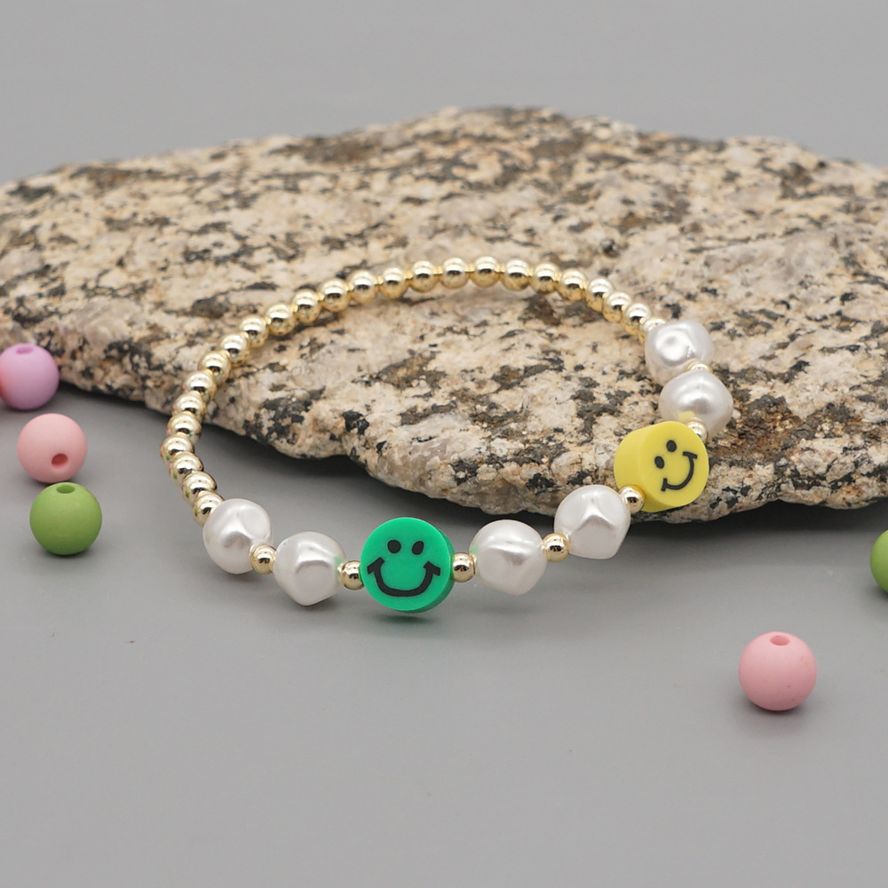 Smile Face Bohemian No Inlaid Soft Clay Bracelets Wholesale display picture 3
