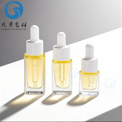 现货5ml厚度方形精油滴管瓶 10ml高档透明玻璃精华液分装瓶小样瓶