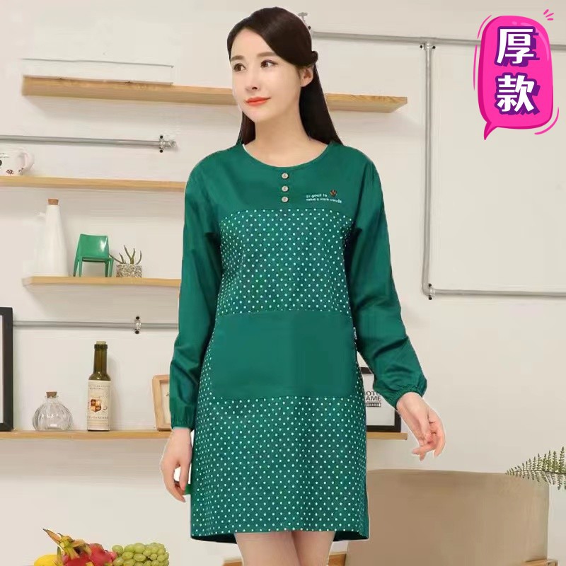 8587 3버튼 피치 도트 블라우스-그린