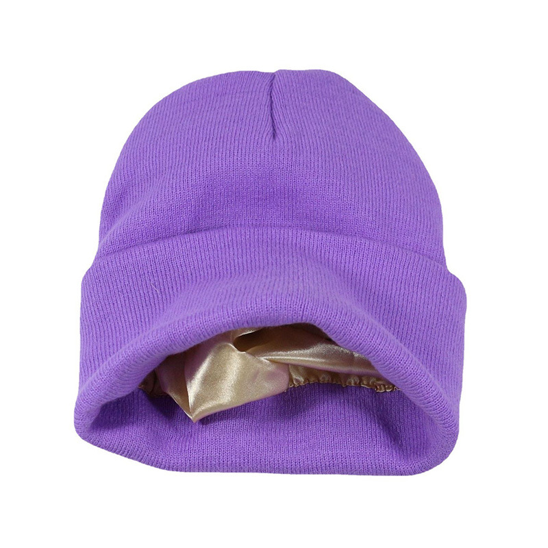 Cappello da donna lavorato a maglia in raso acrilico invernale colorato e autunnale_voghion.com