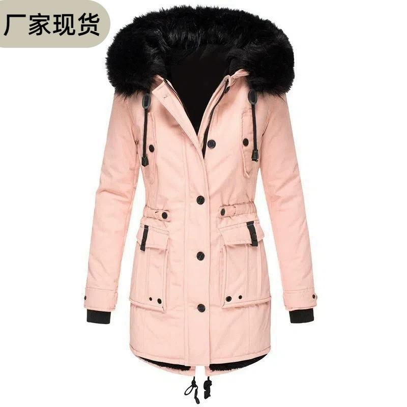 Трансграничная спотовая женская шерстяная утолщеная хлопчатобумажная одежда зимняя одежда Parker одежда хлопчатобумажная одежда с шерстяным воротником куртка для внешней торговли женская одежда