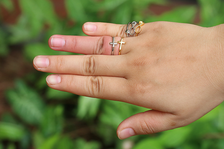 Plating Design Foreign Trade Fashion Inverted Figure 8 Ring Temperament Simple Opening Adjustable Ring Minimalist Plain Ring
