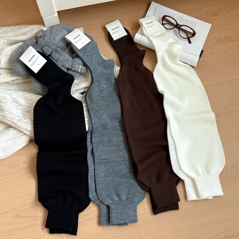 Youjiaxiu New Warm Fleece Elephant Socks Japanese Style Solid Color Jk Slouchy Calf Socks Lazy Style Bubble Socks for Women