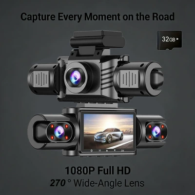 suitable for ride-hailing vehicles, available – Driving recorder - xc404-three-lens-camera-wifi-32gb-memory-card