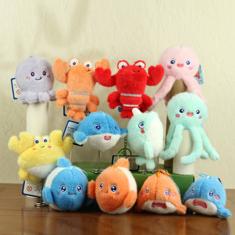 Cute Cute Internet Red Marine Animal Jellyfish Pendant Plush Toy Doll Lobster Crab Keychain Bag Pendant