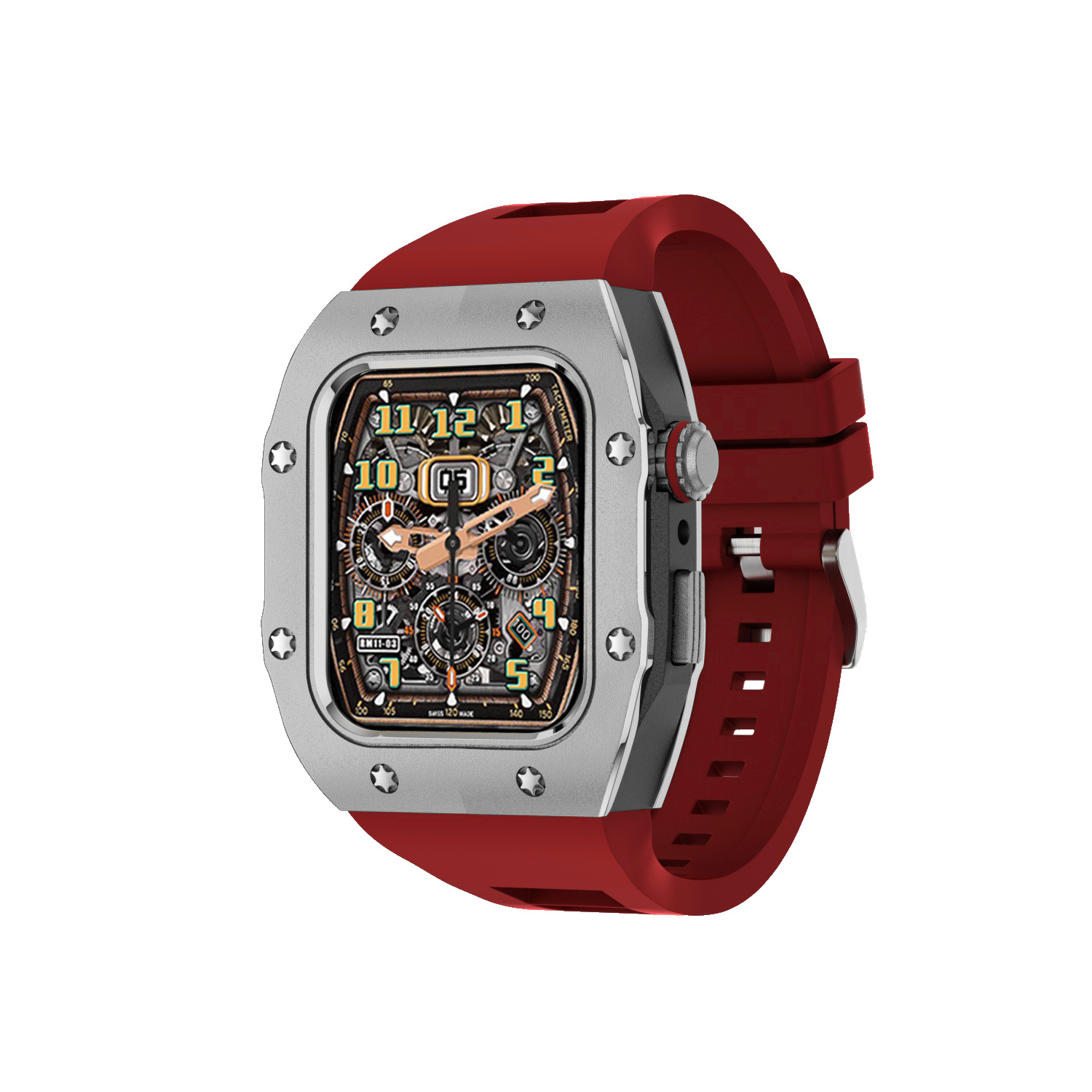 Adecuado para Apple Watch modificación Shell Apple reloj protector Shell integrado Correa armadura caja de metal 44/45