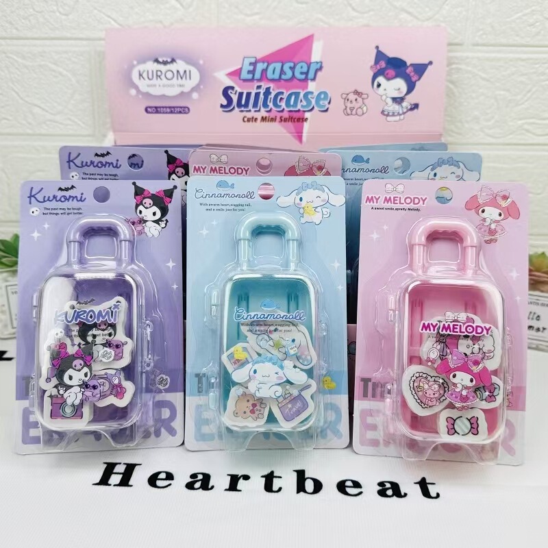 New Sanrio Suitcase Eraser Cartoon Kuromi Storage Box Eraser Clean Primary School Student Prizes