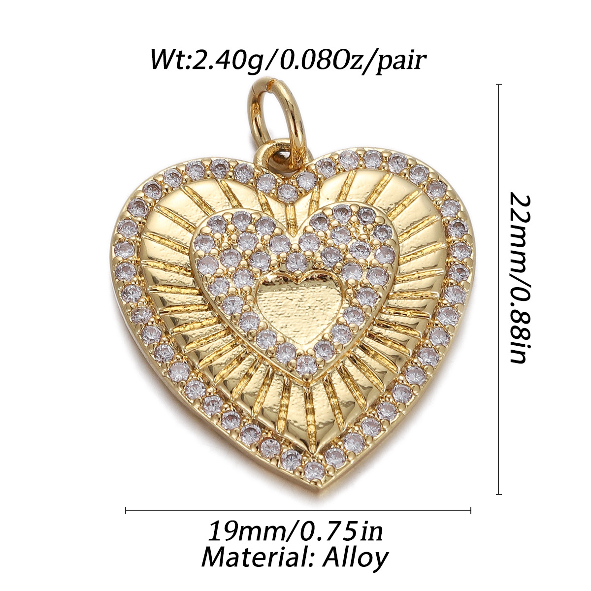 2g Weight Pendant Jewelry Making Type Gold Plated Plating Material Zircon Inlay Material 1 Piece Quantity Casual, Daily Occasion Copper Material Heart Shape Pattern Women's Gender Simple Style Style 1 Piece Copper Zircon Gold Plated Heart Shape Pendant 无
