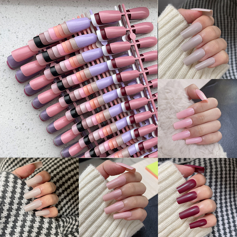 5 Pack Solid Color Wear Armor Square New Fake Nail Art Patch Hair Embryo