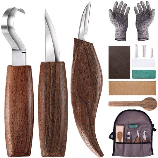 Suministro directo de fábrica DIY herramientas de carpintería manual cuchillo de talla de madera cuchara Placa de excavación cuchillo curvo corte cuchillo de madera cuchillo de corte raspado cuchillo de madera