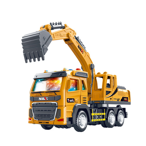 Sound and light music story machine children's toys boy baby inertial engineering excavator soil dump truck mixer truck