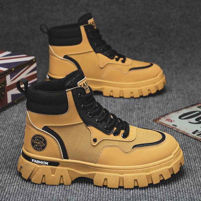 Martin botas de hombre otoño transpirable alto estilo británico botas de herramienta retro al aire libre montañismo deserto botas de combate ruibarbo