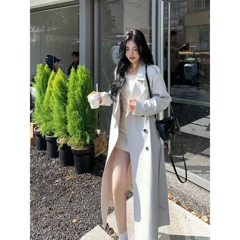 韩系卡其色风衣外套女2026秋季新款高级感休闲气质显瘦中长款大衣