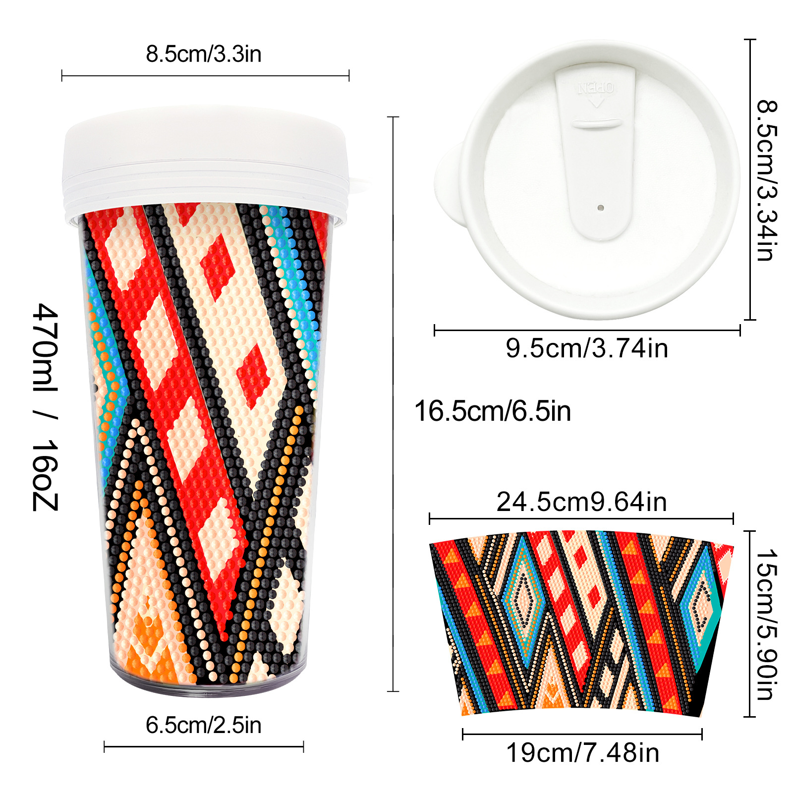 Pintura de diamantes seleccionada nueva taza de bricolaje pintura de diamantes completa etiqueta de artesanía de diamantes botella de agua para beber distribución al por mayor