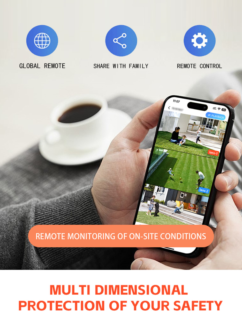 高清探头多人观看室外太阳能低功耗三镜头三画面监控真三镜头三画