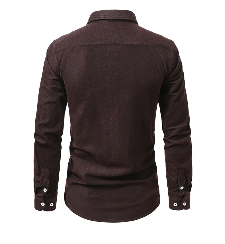 Men's Solid Color Corduroy Long-sleeve Shirt Jacket With Pockets_voghion.com