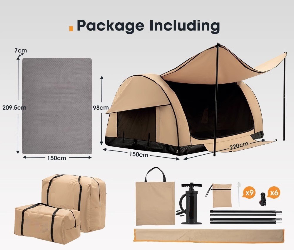Inflatable Tunnel Tent for 3-5 People, Thickened Single/Double Person Leisure Tent with Large Space, Rainproof, Large Capacity Camping Tent