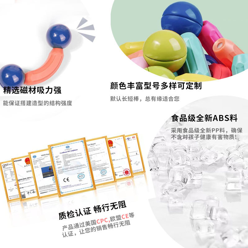 Magnetic rod children's early education educational toys with various shapes for boys and girls to assemble large magnetic building blocks cross-border