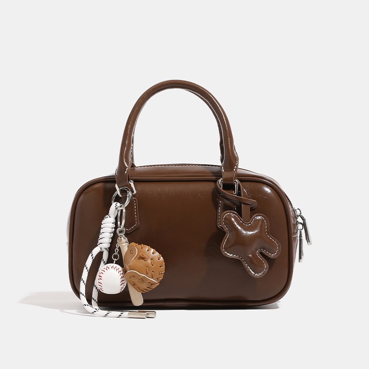 Maillard Beta Toast Small Bowling Bag For Women - Autumn/Winter Niche Boston Handbag, Shoulder & Crossbody Bag