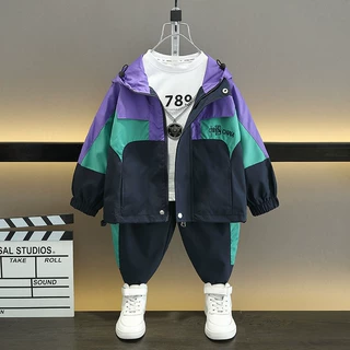 男童春秋装运动套装2026新款儿童冲锋衣拉链衫两件套中大童衣服潮
