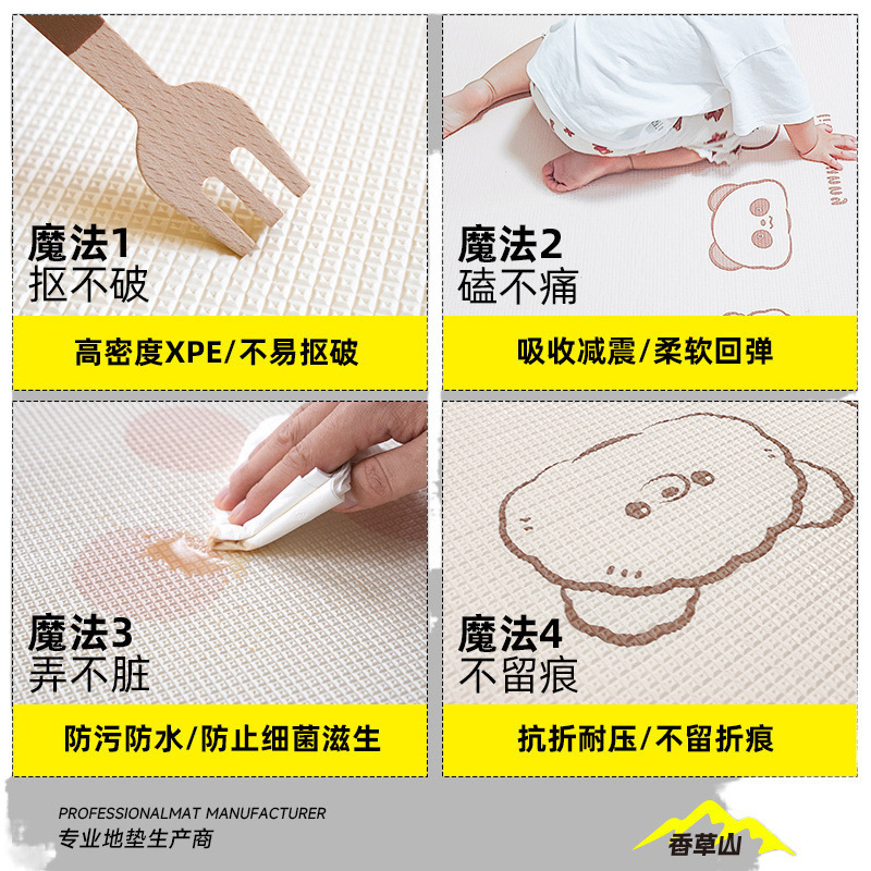 ベビーフロアマットクロールマットXPE厚みのある家庭用ベビーリビングルーム折りたたみクロールマット無臭子供用フォーム|undefined