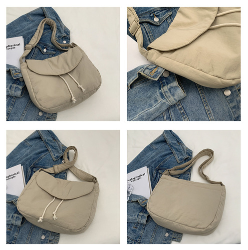 Japanese postman bag female student class messenger bag large capacity cloth bag ins literary canvas bag solid color shoulder bag