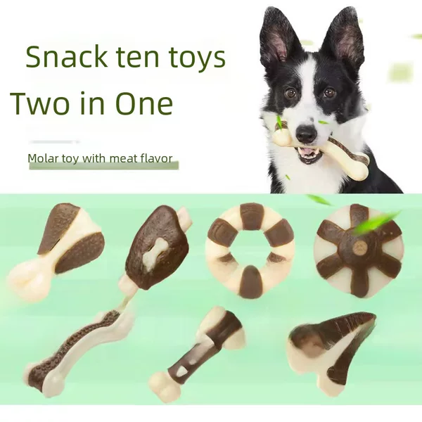 Yite Pet Toy Bite-resistant Nylon Cowhide Stick Bite Eating Play Series Meat Flavor Bone Dog Toy Molar